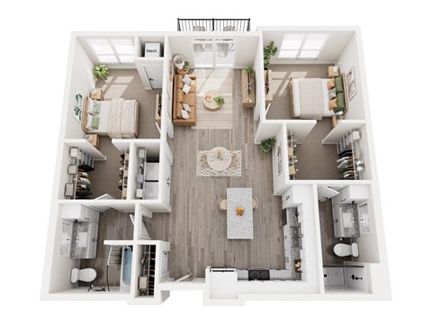 a 3 bedroom floor plan with a bathroom and a living room